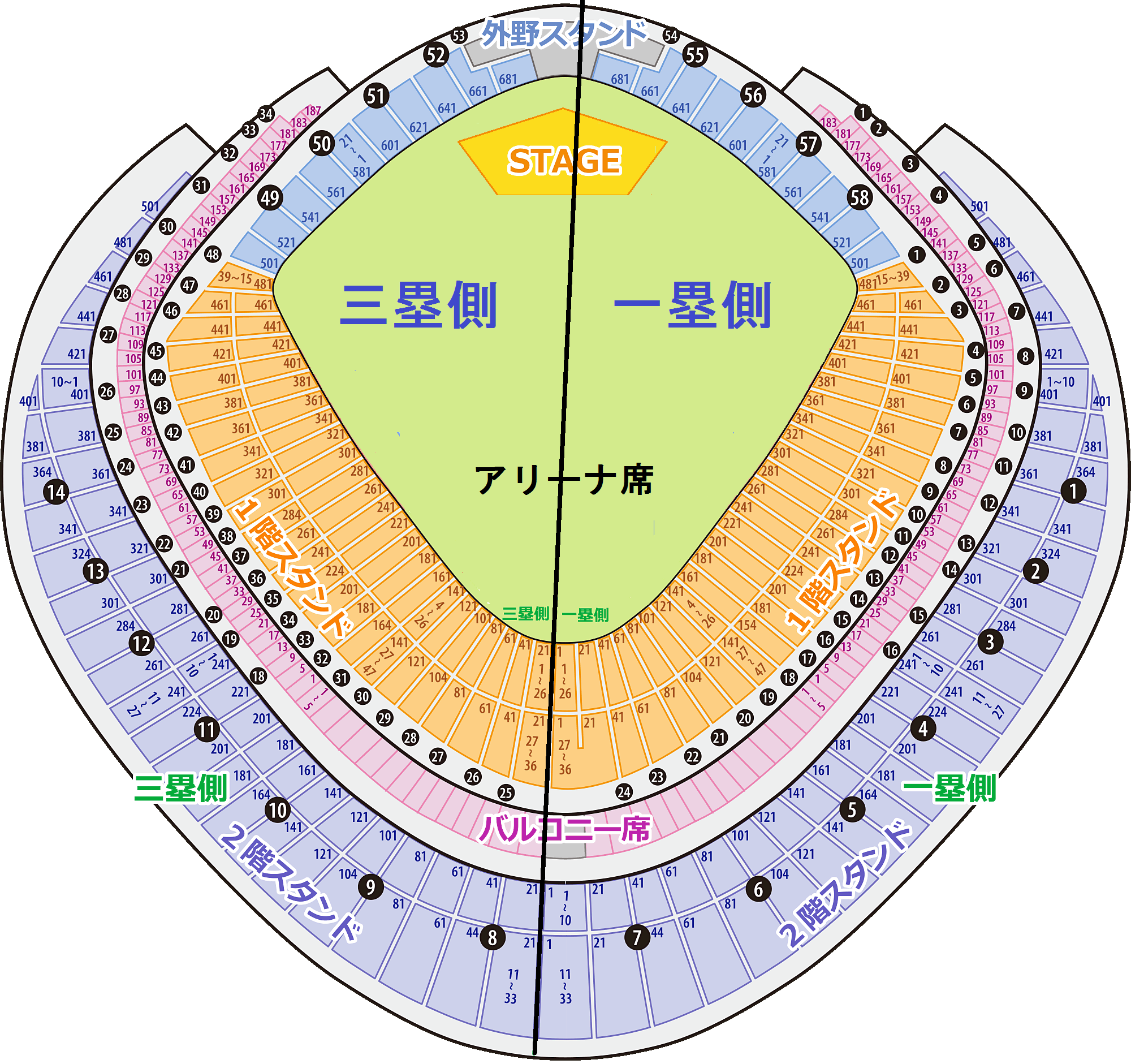 東京ドーム スタンド席の座席表と見え方について | ライブ基地