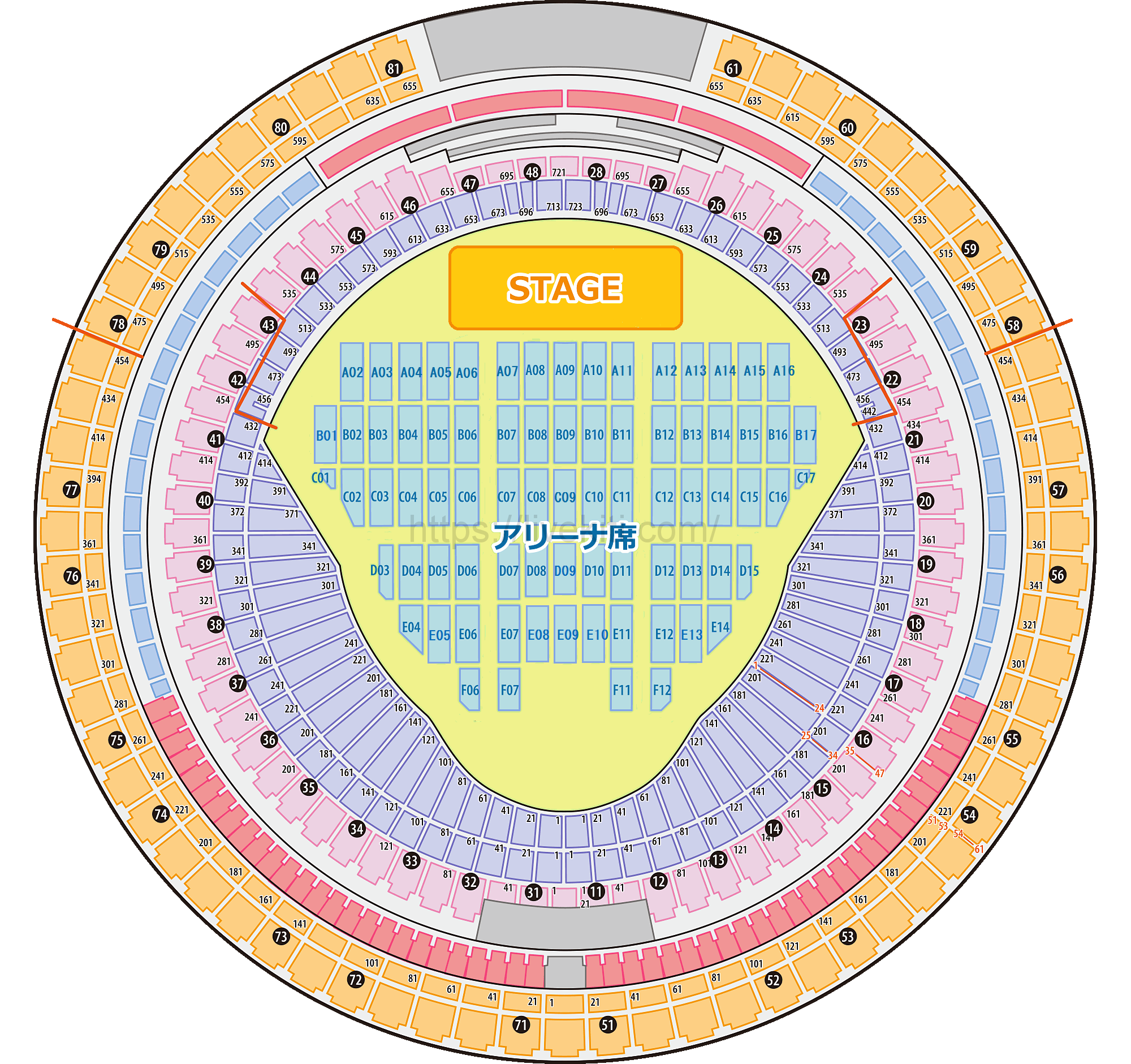 バンテリンドーム アリーナの座席表と見え方 ライブ基地