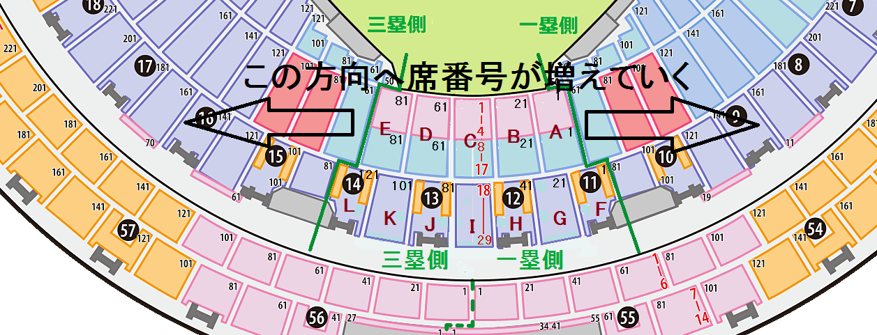 京セラドーム スタンド席の座席表と見え方
