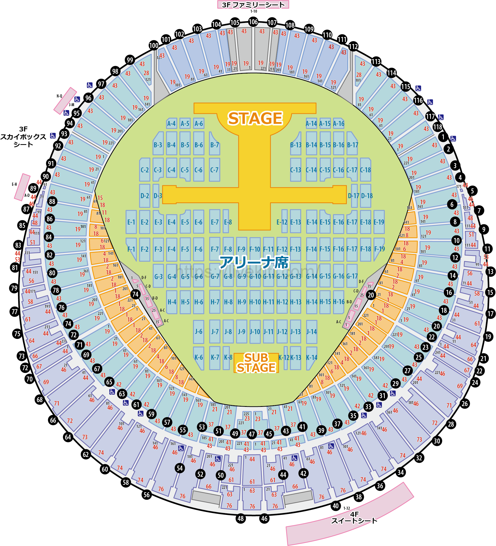 札幌ドーム アリーナ席の座席表と見え方 ライブ基地