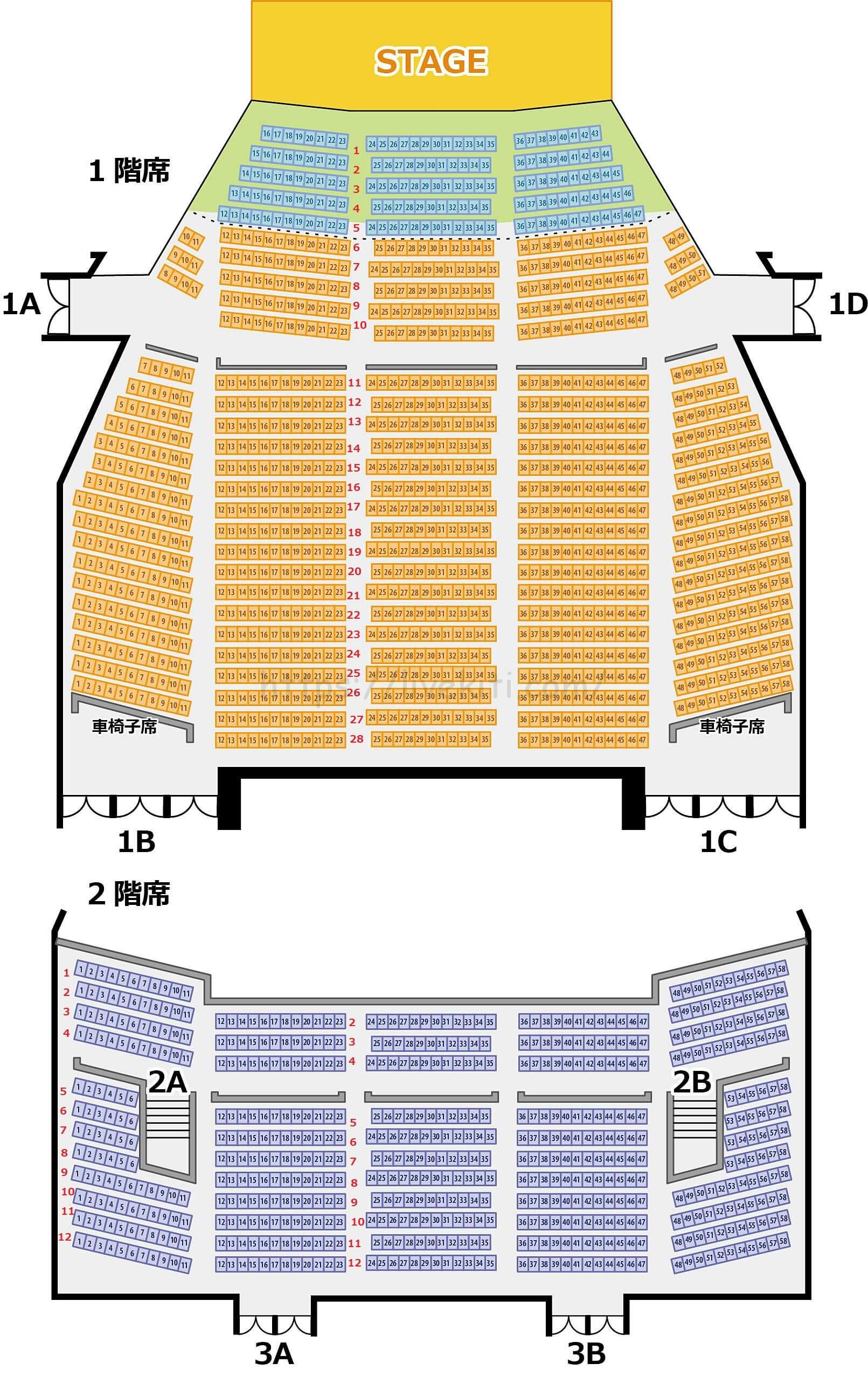 市川市文化会館 座席表とステージの見え方